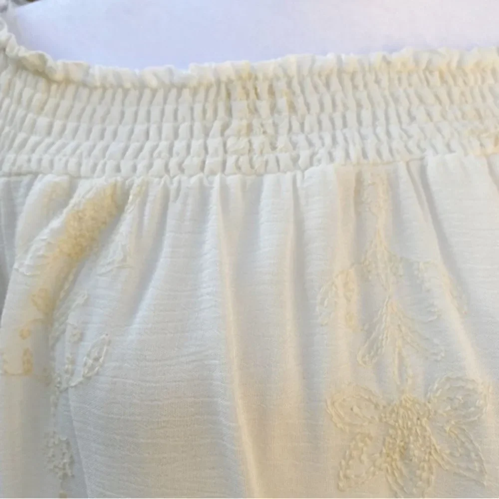SEQUIN HEARTS OFF WHITE/IVORY WHIMSICAL PRINT OFF THE SHOULDER DRESS NWT